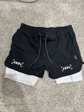 ASRV Black Athletic Layered Shorts with White Inner Liner XL